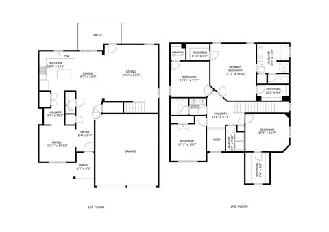 Floor plan for 4 beds, 2.5 baths, 2228 sqft